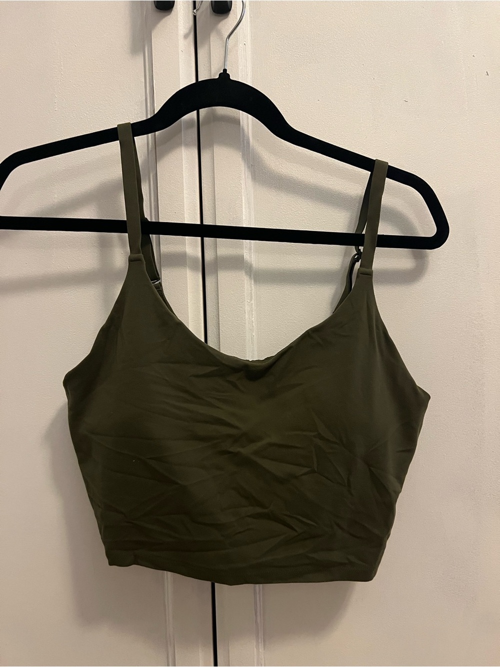 Athleta Olive Tank-Style Cropped Sports Bra